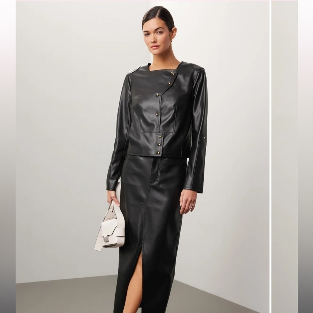 Esteban Cortazar Collarless Leather Jacket size 4